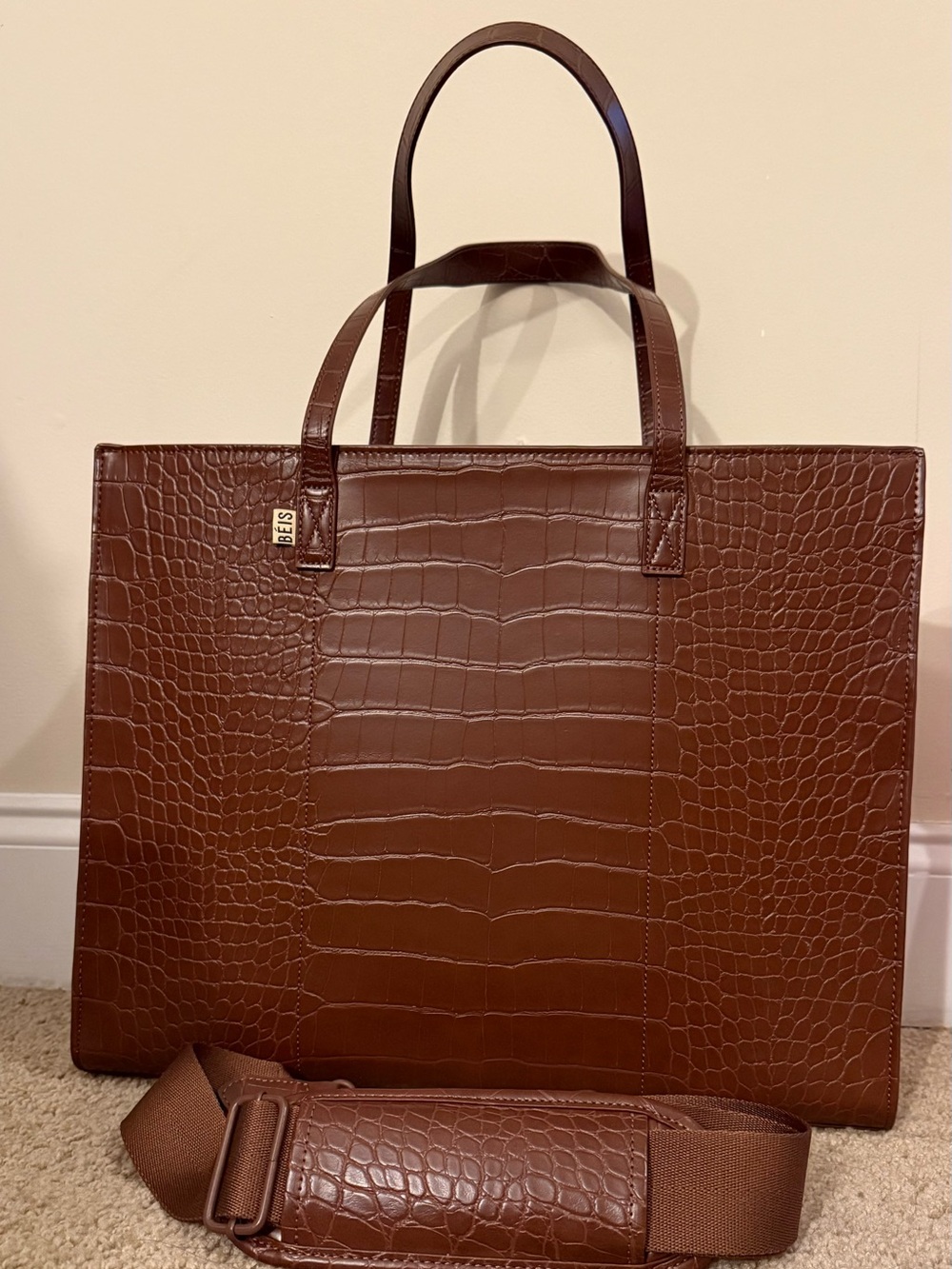 BEIS Maple Croc-Embossed Work Tote